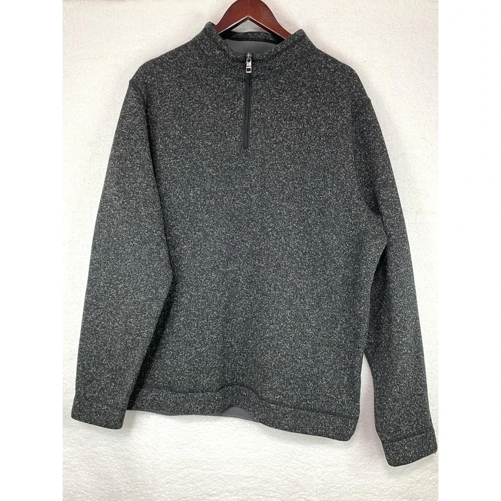 Peter Millar Men XXL Charcoal Grey Marled Quarter Zip Pullover Sweater Mock Neck